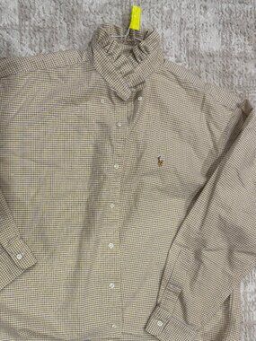 (Unisex) XL Button up POLO Ralph Lauren (pony)BLAKE  Rufle neck reloved